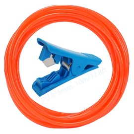 CESFONJER PU Hose PU Orange Pneumatic Hose 10m Air Compressor Hose OD 8mm x ID 5mm with Blue Pipe Cutter Used for Gas Source Transfer