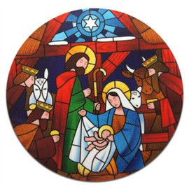Novel Merk Holy Family Refrigerator Magnets - Vinyl 3” Round Magnet for Fridge, Lockers, Christmas Decorations & Religious Favors - Self Adhesive to Metal Surfaces (10 Pack)