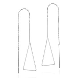 Chic Geometry Sterling Silver Triangle Thread Slide Earrings