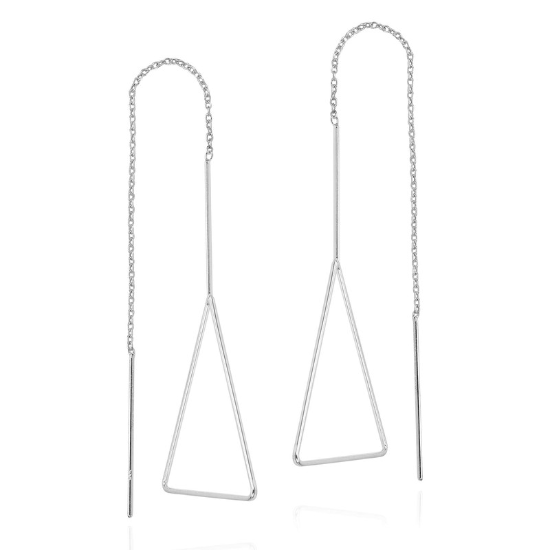 Chic Geometry Sterling Silver Triangle Thread Slide Earrings