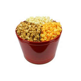Signature Popcorn - 2-Gallon Solid Red Holiday Reusable Metal Tin - Butter, Caramel & Cheddar Cheese
