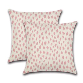 Ohok Set of 2 Double-Sided Motif Cushion Covers, Polyester Linen Polka Dot Decorative Cushion Covers, Modern Decorative Cushion, Sofa Cushion Cover Set for Sofa, Couch, Living Room, Bedroom (Pink, 45