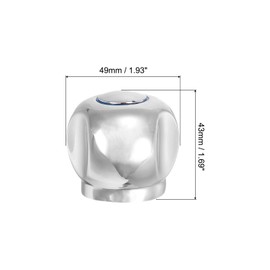 sourcing map Faucet Lever Handle, 1Pcs 49 x 43mm Alloy Basin Mixer Faucet Tap Handle Grip Knob Replacement for Kitchen Bathroom (Silver)