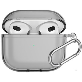 USTIYA Case for AirPods 3 2021 Clear Protective Cover Transparent Key Chain Strap Protection Wireless Charging (Black)