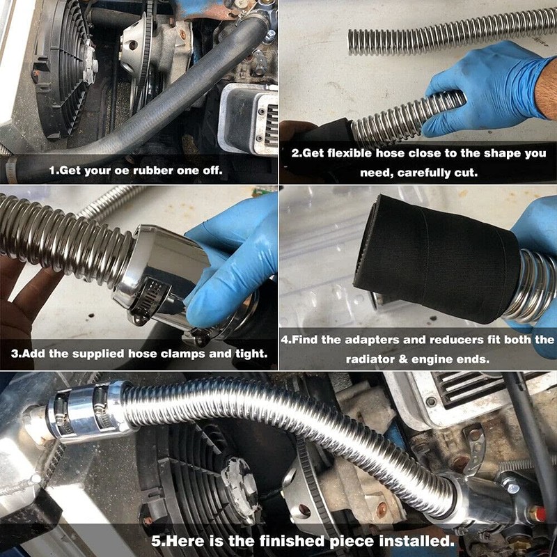 WENJTP Universal 48-inch Flexible Radiator Hose Kit with 1-3/4", 1-1/2",