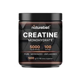 NatureBell Monohidrato de creatina instantnea en polvo de 17.64 oz, 5000 mg por porcin, polvo de creatina micronizada sin sabor - Pre entrenamiento...