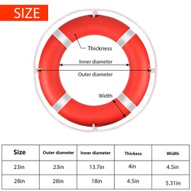 Life Ring, 23" Boat Safety Throw Rings, Life Preserver Ring with Bracket and 98.5 FT Floating Rescue Rope