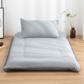 Kumori Mattress Cover, Single, 100% Cotton, Fade Washed, Fully Washable, Japanese Style, Gentle On Skin, Full Cover, Full Zipper, 3.4 x 7.1 ft (105 x 215 cm), Gray