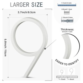 VONDERSO 6 Inch Floating House Numbers for Outside, Modern White Metal Address Number 9, Stain-Resistant and Weather-Resistant White Crystal Powder-Coated Finish, No Fading