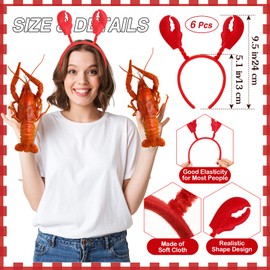 Chicingyou 66 Pcs Seafood Boil Party Supplies, Disposable Plastic Lobster Bibs Crawfish Gloves and Red Crayfish Lobster Claws Headband Crawfish Boil Accessories Feasts Supplies