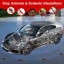 Jahy2Tech 2 Pack Under Hood Rodent Repeller with Strobe Light,3 Power Supply Methods,Professional Ultrasonic Mouse Repellent Rat Squirrel Deterrent for 12V Cars Trucks RV Engine Rodent Defense