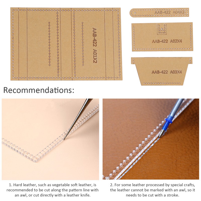 4Pcs Acrylic Template Card Holder DIY HandMade Leather Pattern Drawing