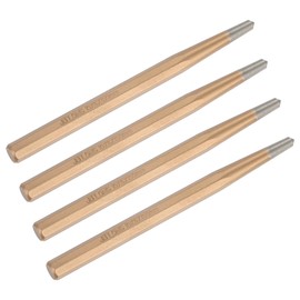 M METERXITY 4-Pack Center Punch 6mm Shank Point, 10x150mm Alloy Steel Center Punch Tool, Impact Resistant Metal Punch Center for Mark/Drilling/Punching/Scribing/Locator/Starting Nail [Golden]