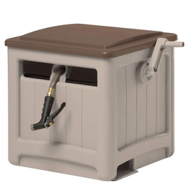 Suncast 225 ft. Smart Trak Hose Hideaway with Crank Handle for Easy Winding, Weather-Resistant, 26" W x 21" D x 21.5" H, Beige