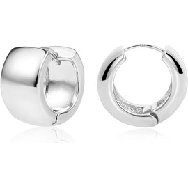 925 Sterling Silver Earrings, Lightweught Small Chunky Hoop Earrings for Women Trendy Hypoallergenic Classic Small Thick Huggie Hoops Earing Jewelry for Women (Silver)