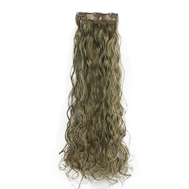 Lydell 22" Long Curly 2 PCS Set Hair Extension Thick Clip in on Synthetic Extensions for Women (Light Ash Brown)
