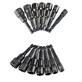 PANOVOS 14pcs| SAE & Metric | Impact Magnetic Nut Driver Bit Set,Nut Setters Socket Wrench Screw 1/4" Quick-Change Hex Shank