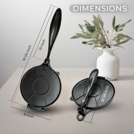 Tortilla Press 8 Inch Cast Iron + Durable Thermal Container – Tortilla Maker for Quesadillas, Tacos, Flour and Tortillas - Mexican Cookware, Ideal Press for Chapati and Roti - Tortilladora manual