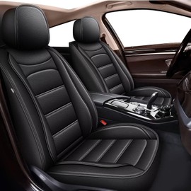 AOMSAZTO Seat Covers Full Set Fit for VW/Volkswagen Jetta 2007-2025: Leather SUV Seat Covers Waterproof Automotive Seat Protectors Compatible with Airbag (5 Seats,Black)