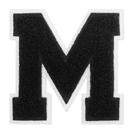 Letter M - 2-1/2" Chenille Stitch Varsity Iron-On Patch by pc, TR-12154 (Black)