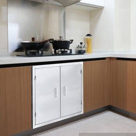 Double Access Door 28W x 24H Inch, BBQ Door Stainless Steel Wall Construction Vertical, Grill Cabinet RV Outdoor Kitchen Cabinet Doors Stainless for BBQ Island, Grilling Station, Outside Cabinet