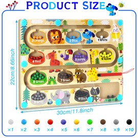 Hmfmdy Montessori Spielzeug, Magnetspiel Labyrinthab 3 Jahre, Tier Magnetspiel, Kinder Holzspielzeug, Anzahl und Farbe Sortierspiel, Geburtstag für 3 4 5 6 7+ Mädchen Junge