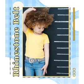 Kajeer Rhinestone Belt for Boys Girls, Cowgirl Boys belt with Bling Sequin Diamond(Silver, 27.5inch)