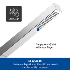 Duravit Univeral Shower Head, Handheld Shower Head with Jet Type Rain, Square Shower Head, with Water-Saving Minusflow-Function, Easy to Clean, Chrome
