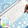 Multifunctional Ruler, 7 Pcs Geometric Drawing Template Measuring Tool for