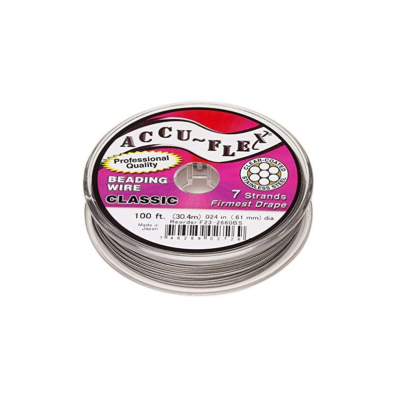 Accu-Flex Beading Wire Clear Nylon-Coated Stainless Steel 7-Strand 0.024-inch Diameter