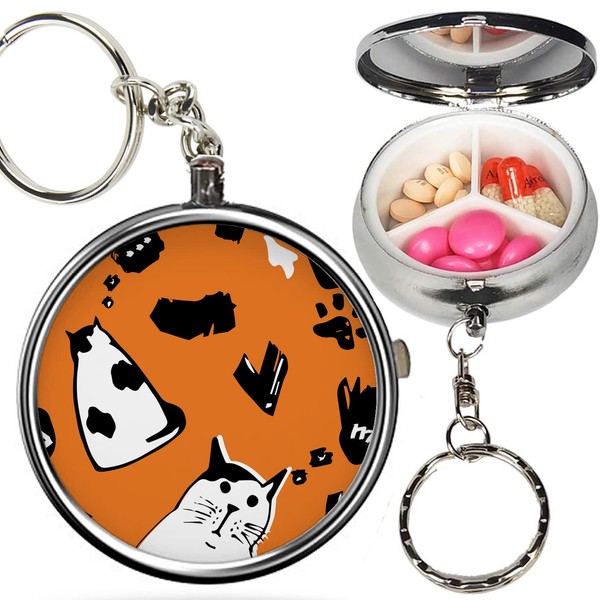 Pack of 2 - Portable Pill Organizer (Cute Cat) Metal