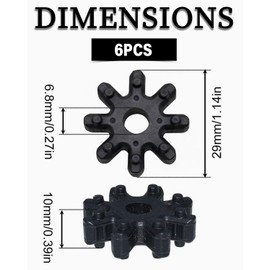LOZTBUE 6 pieces automotive steering column coupling, flex coupling, clutch steering clutch, plastic, steering clutch, steering column, transmission intermediate rod, bushing coupler