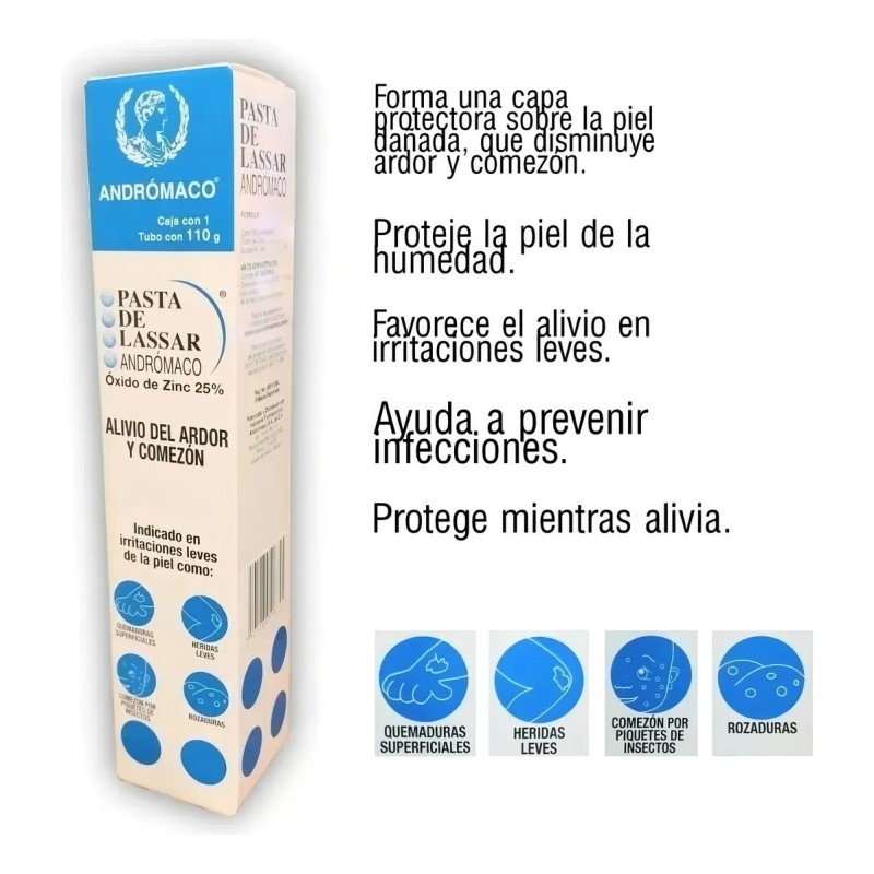 Pasta De Lassar Andrómaco Oxido De Zinc 2 Tubos 110