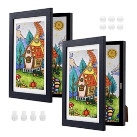 Unbranded 2-pack Kids Art Frame A4 Front Opening Wood Artwork Frame Wall Mounted Or Stand
