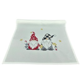 texpot Table Runner 40 x 140 cm Ecru with Embroidery Gnome Winter Advent Christmas