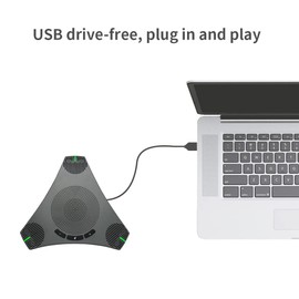 TRUSBEE Conference Speaker and Microphone,360° Omnidirectional USB Speakerphone Microphone, Clear Voice Pickup, Noise Reduction Computer Microphone for 8-10 People Business Conference,Home Office