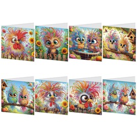 JISHSHAY 8 PCS Diamond Art Greeting Cards Diamond Painting Greeting Cards Kits Diamond Art Kits for Adults Birthday Cards Diamond Painting Kits Blank Cards for Holiday Birthday with Envelope Bird