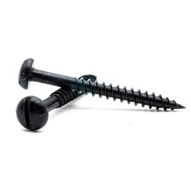 Hippo Hardware (4.8mm X 38mm) Black Japanned Slotted Round Dome Slot Head Passivated Wood Screws (Pack of 5) (No.10 X 1-1/2")