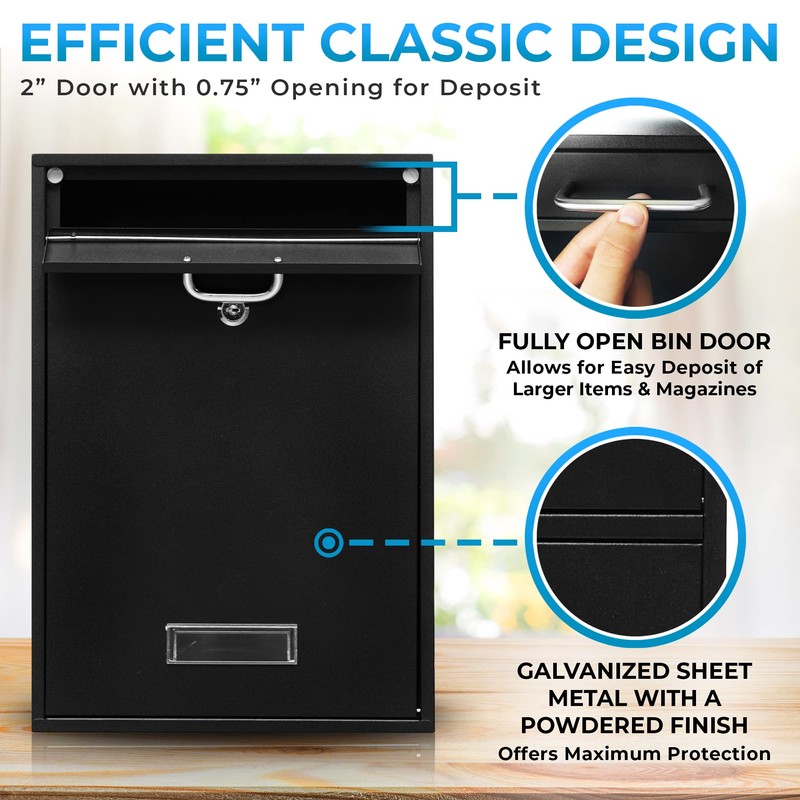 Wall Mounted Locking Vertical Dropbox Mailbox - Safe and Secure