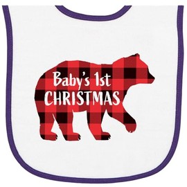 inktastic Baby's First Christmas Baby Terry Cloth Bib White and Purple 418a8