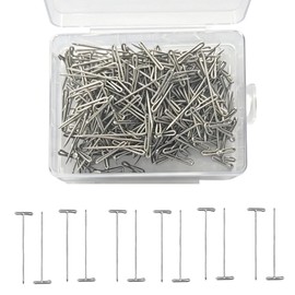 200 Pcs T Pins, Stainless Steel T Pins with Plastic Storage Box, Wig T Pins, T Shaped Pins for Dressmaking, Knitting Blocking, Modelling, DIY Crafts and Wig Making, 27mm