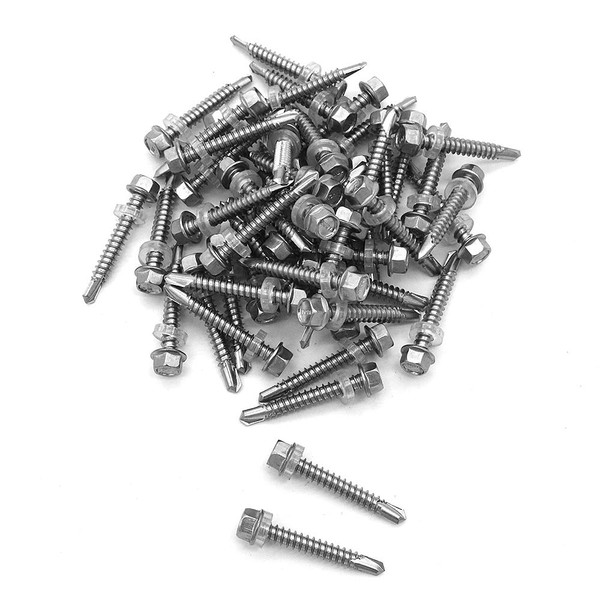 50pcs NUZAMAS 5.5x32mm Thread 304 Stainless Steel Self Drilling Tek