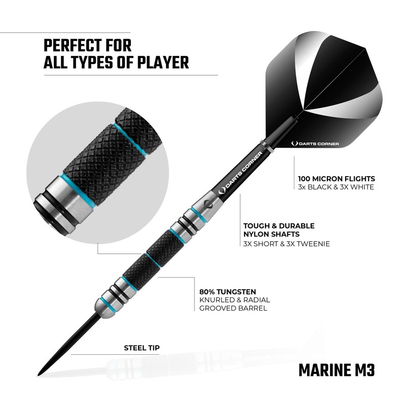 DESIGNA DARTS Marine | 80% Tungsten Barrel Steel Tip Dart
