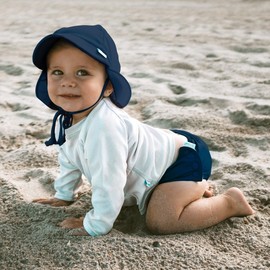 i Play. Toddler Flap Sun Protection Swim Hat, Navy, 2T-4T