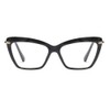 Womens Cat Eye Reading Glasses Fashion Crystal Eyewear Frame (Black,