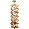 YYW Bamboo Shoe Rack for Entryway,Installation-Free and Foldable Vertical Shoe