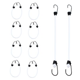 PDETVEO 10PCS 6 Inch Mini Bungee Cords with Hooks, White Elastic Bungee Cords Heavy Duty Outdoor Tarp Bungee Straps
