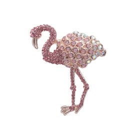 Exquisite Flamingo Bird Lapel Brooch Pin Rhinestone Austrian Crystal Animal Pins Clip Shawl Dress Suit Jackets Sweater Scarves Backpacks Brooches Pins Gorgeous Jewelry Gifts for Women Girls Clothes Accessories (Pink)