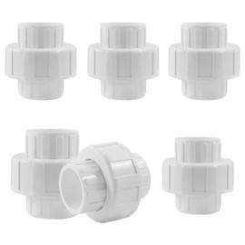 Cionyce 6 Pcs 1" PVC Union Coupling Pipe Fitting (Socket x Socket), 1Inch PVC Slip Union Adapter Coupling Schedule 40 with EPDM O-Ring for DIY Creations