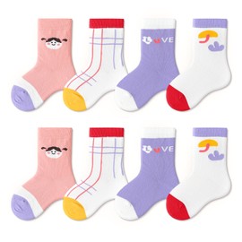 4 Pair Infant Socks Pink Cartoon Girl Cute Cotton Soft Comfortable Ankle Socks for Toddlers Newborns Kids S for Length 8‑10cm Age 0‑6 Months